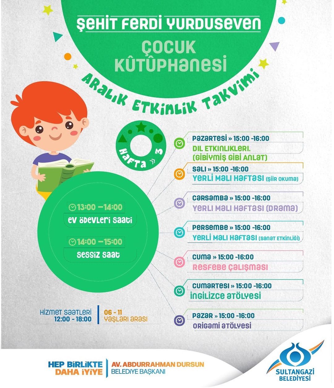 Sultangazi Belediyesi - Çocuk Kütüphanesi Etkinlik Takvimi