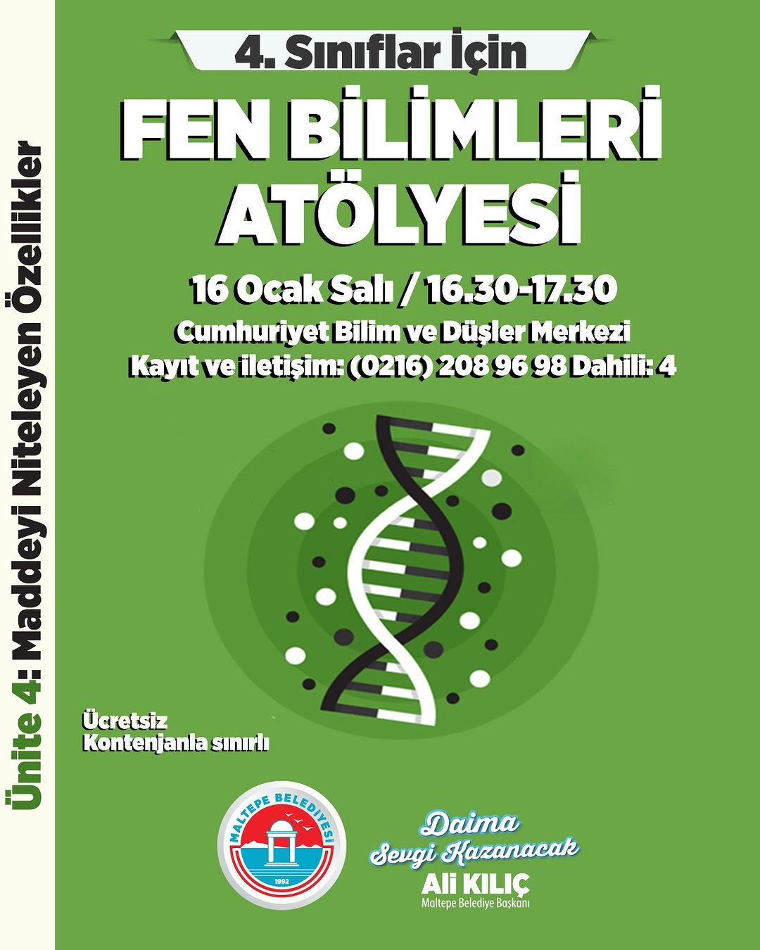 Maltepe Belediyesi - 4. Sınıflar ''Madde''  Konulu Fen Bilimleri Atölyesi 