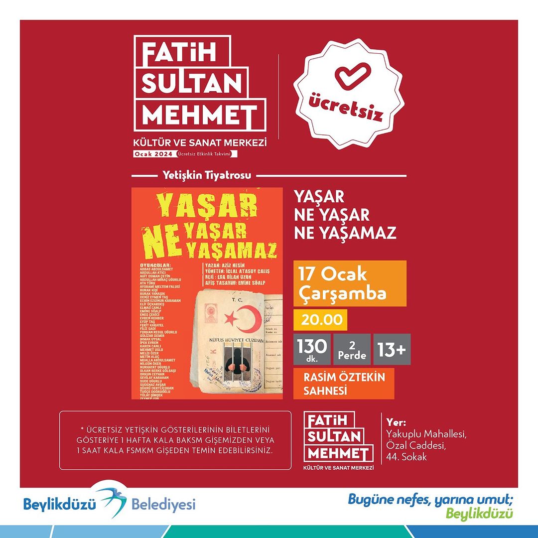 Beylikdüzü Belediyesi -  ''Yaşar Ne Yaşar Ne Yaşamaz'' Yetişkin Tiyatrosu