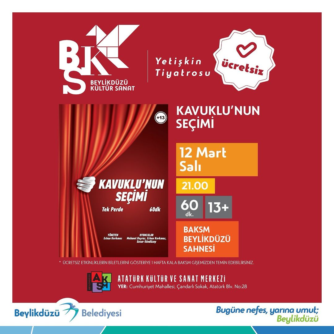 Beylikdüzü Kültür Sanat - "Kavuklu’nun Seçimi" Yetişkin Tiyatrosu