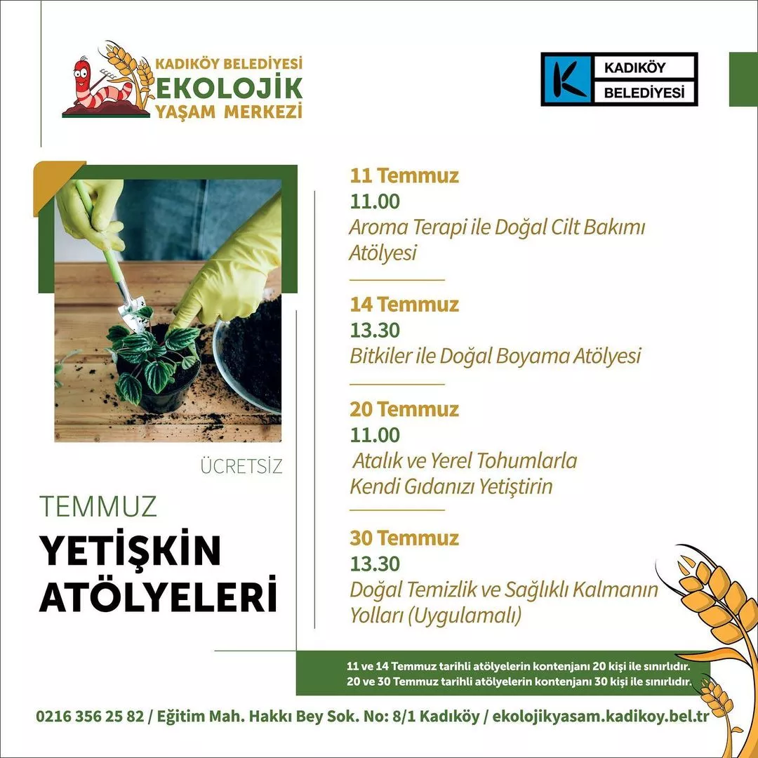 Kadıköy Belediyesi - Ekolojik Yaşam Merkezi, Yetişkin Atölyeleri