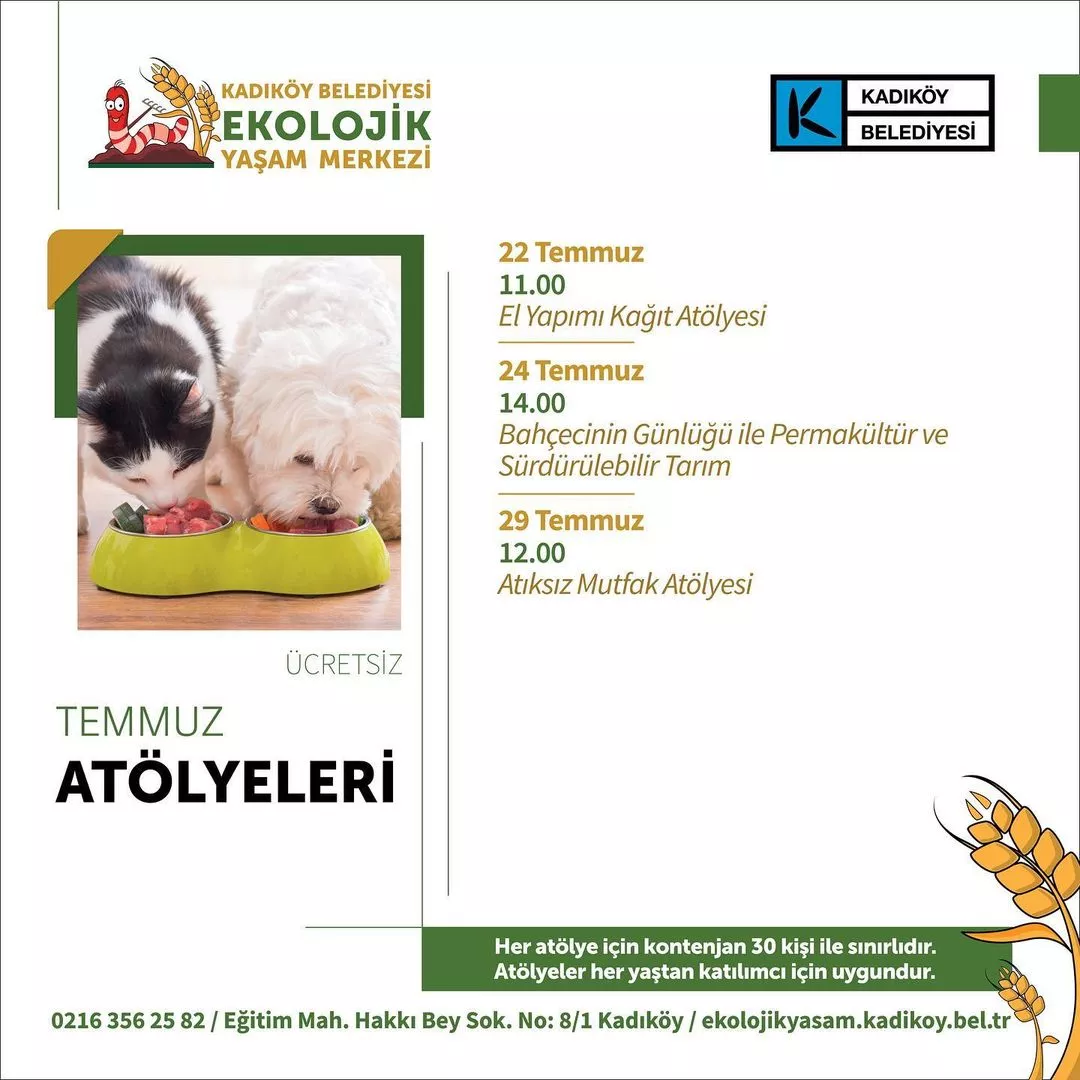 Kadıköy Belediyesi - Ekolojik Yaşam Merkezi, Temmuz Atölyeleri