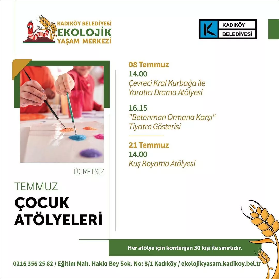 Kadıköy Belediyesi - Ekolojik Yaşam Merkezi, Çocuk Atölyeleri