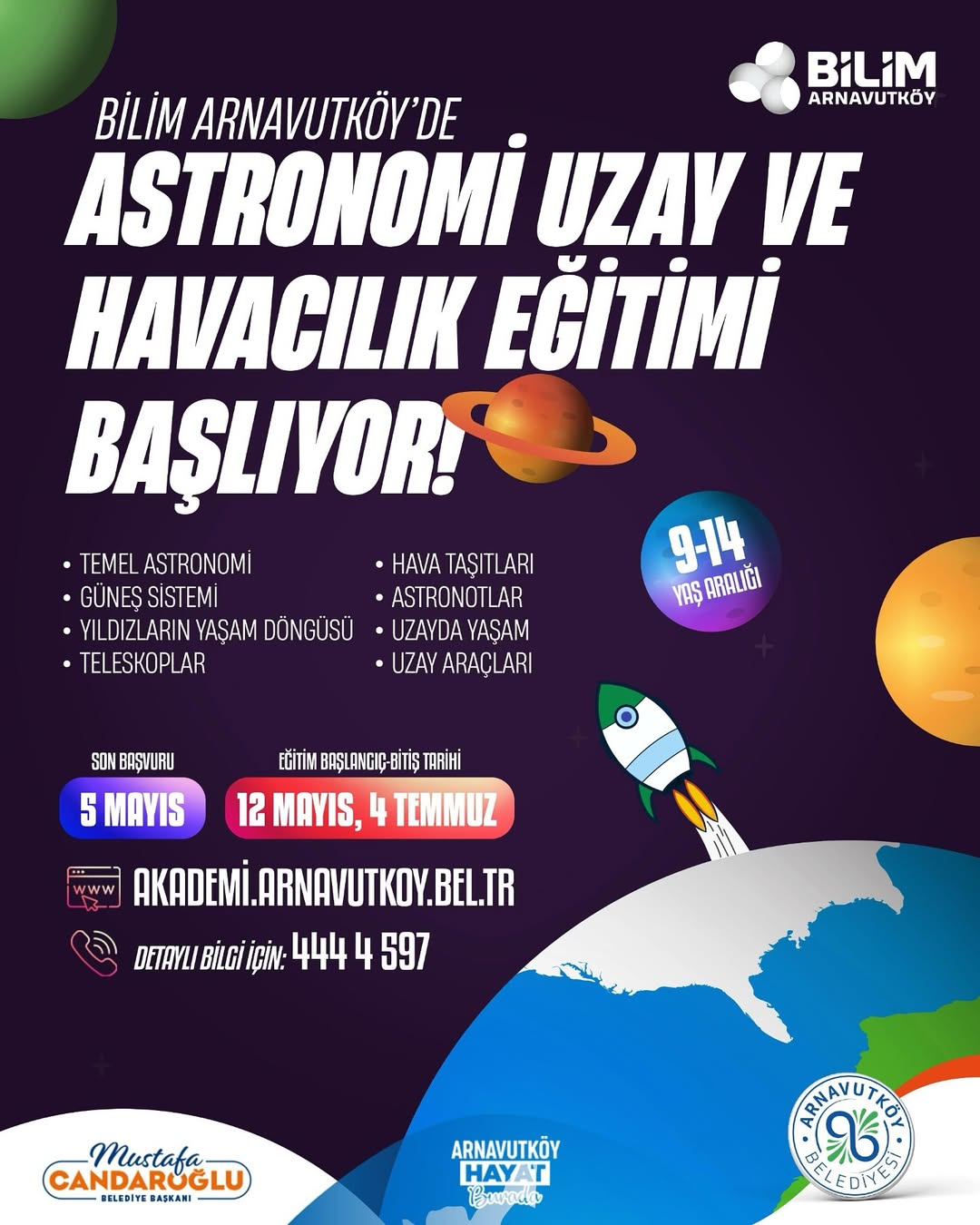 Arnavutköy Belediyesi - Astronomi Uzay ve Havacılık Eğitimi Başvuruları