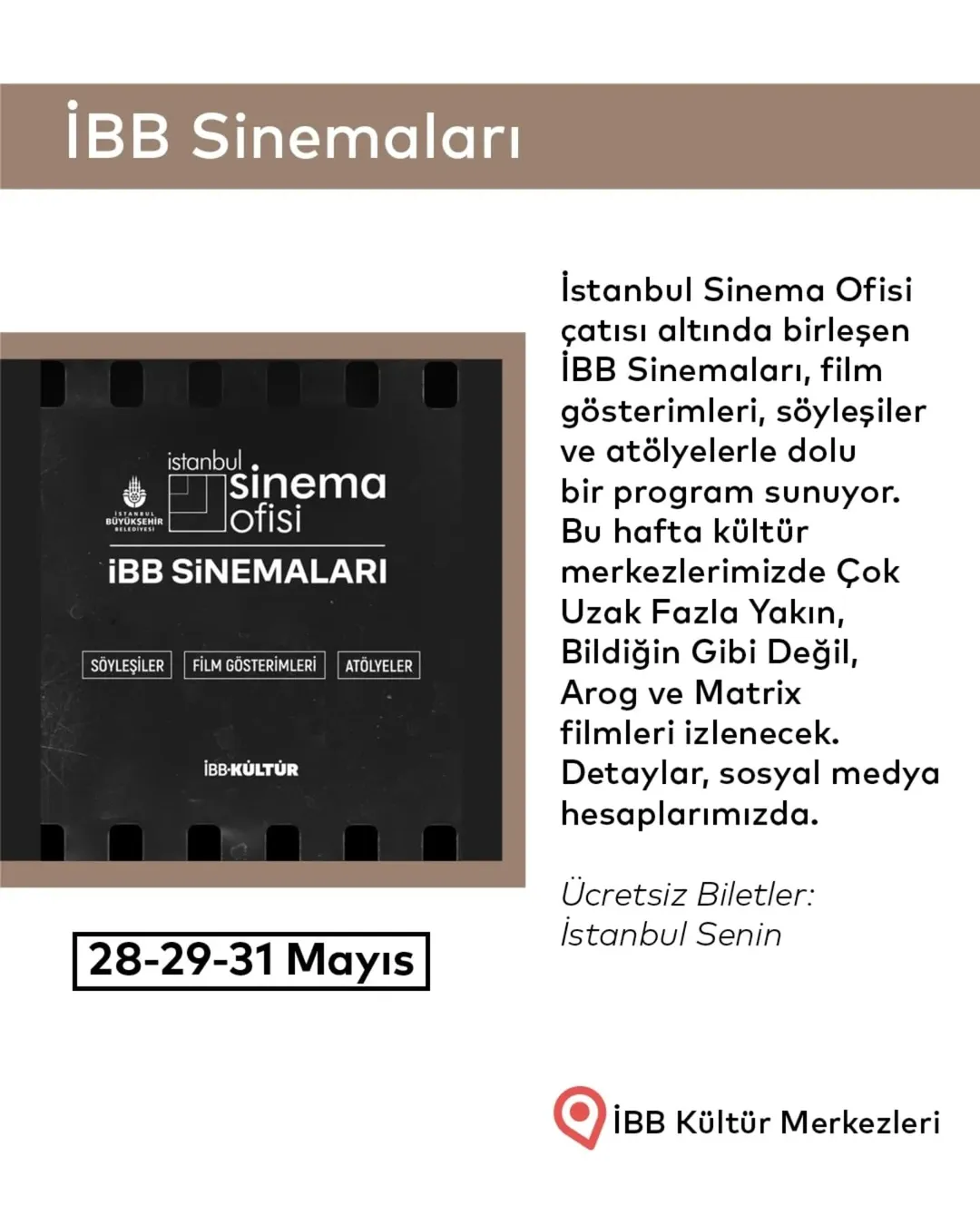 İBB Kültür - 26 Mayıs - 1 Haziran Haftası Etkinlikleri