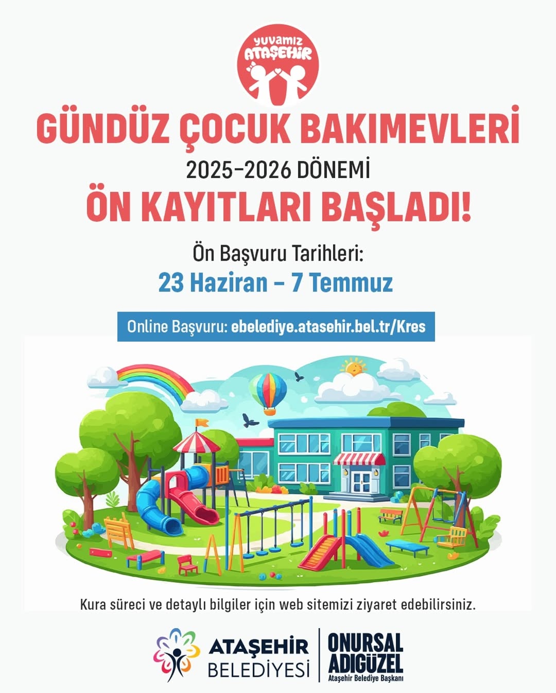Ataşehir Belediyesi- Yuvamız Ataşehir- Gündüz Çocuk Bakımevleri Ön kayıtlar