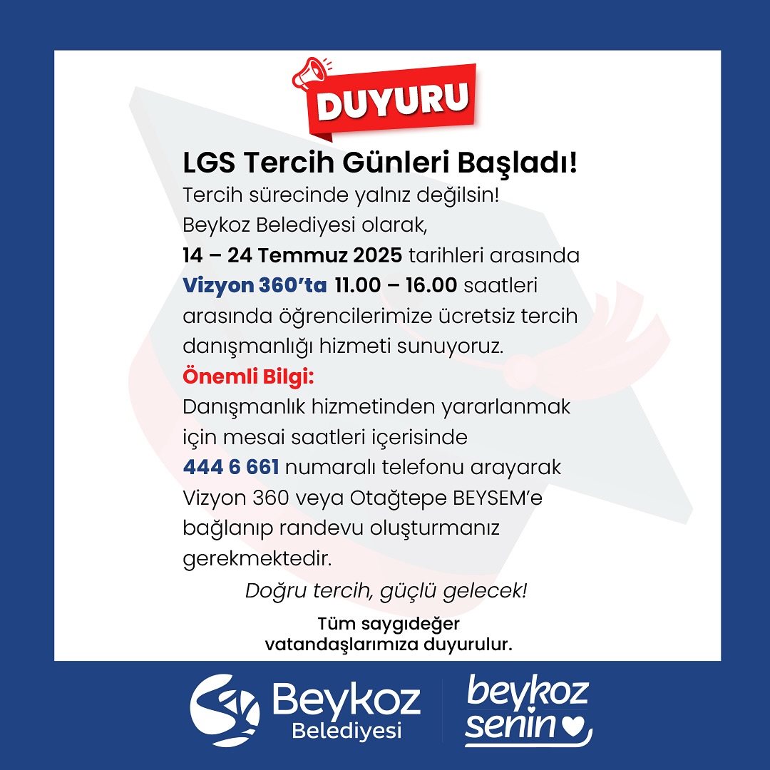 Beykoz Belediyesi - LGS Tercih Danışma Merkezi