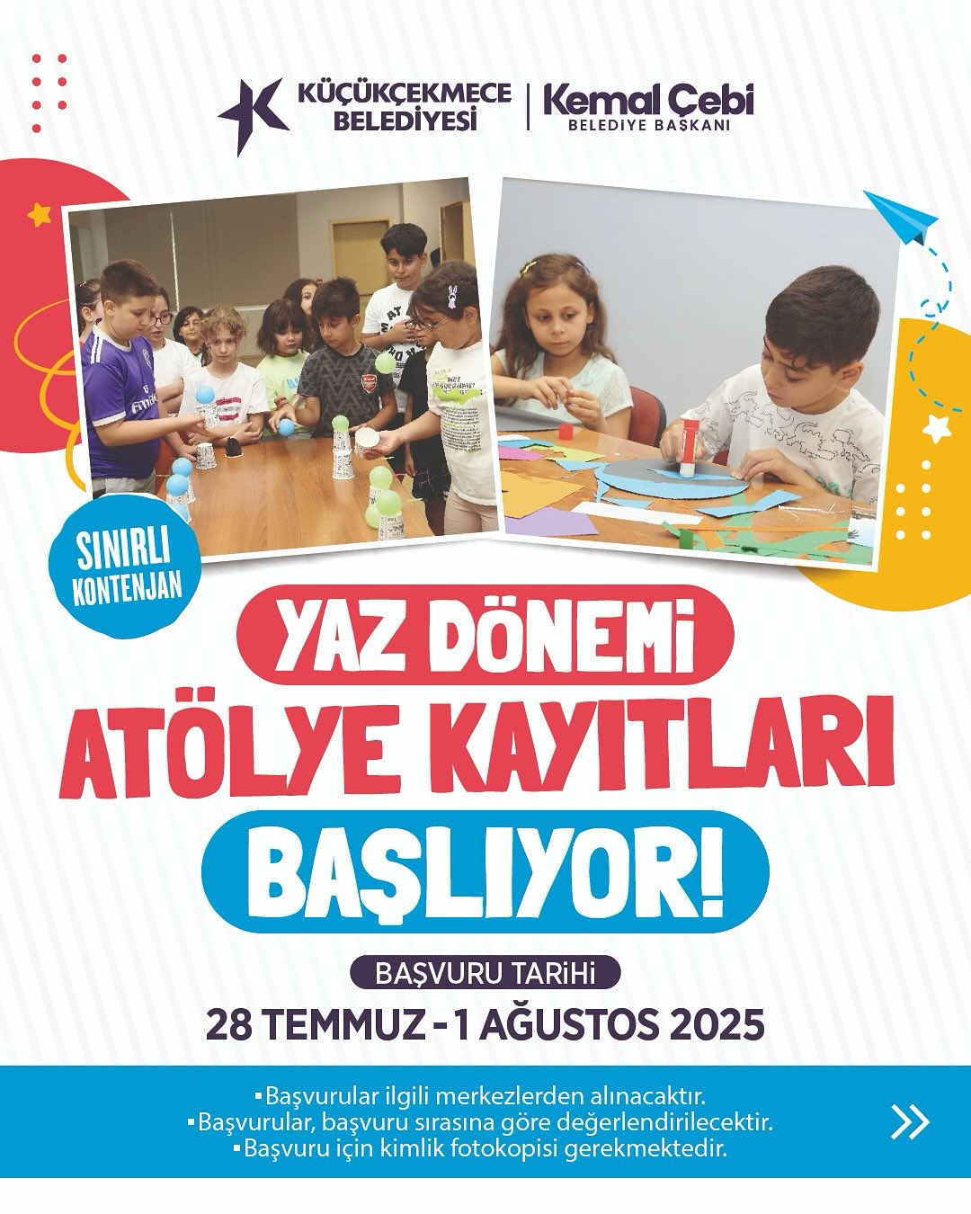 Küçükçekmece Belediyesi- Yaz Dönemi Atölye Kayıtları Başlıyor!