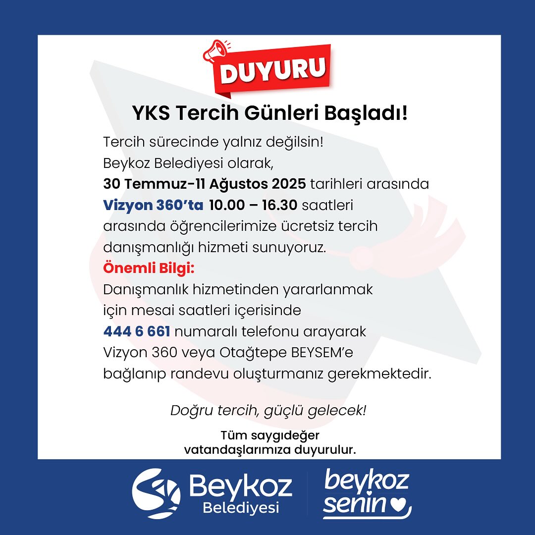 Beykoz Belediyesi - YKS Tercih Danışma Merkezi