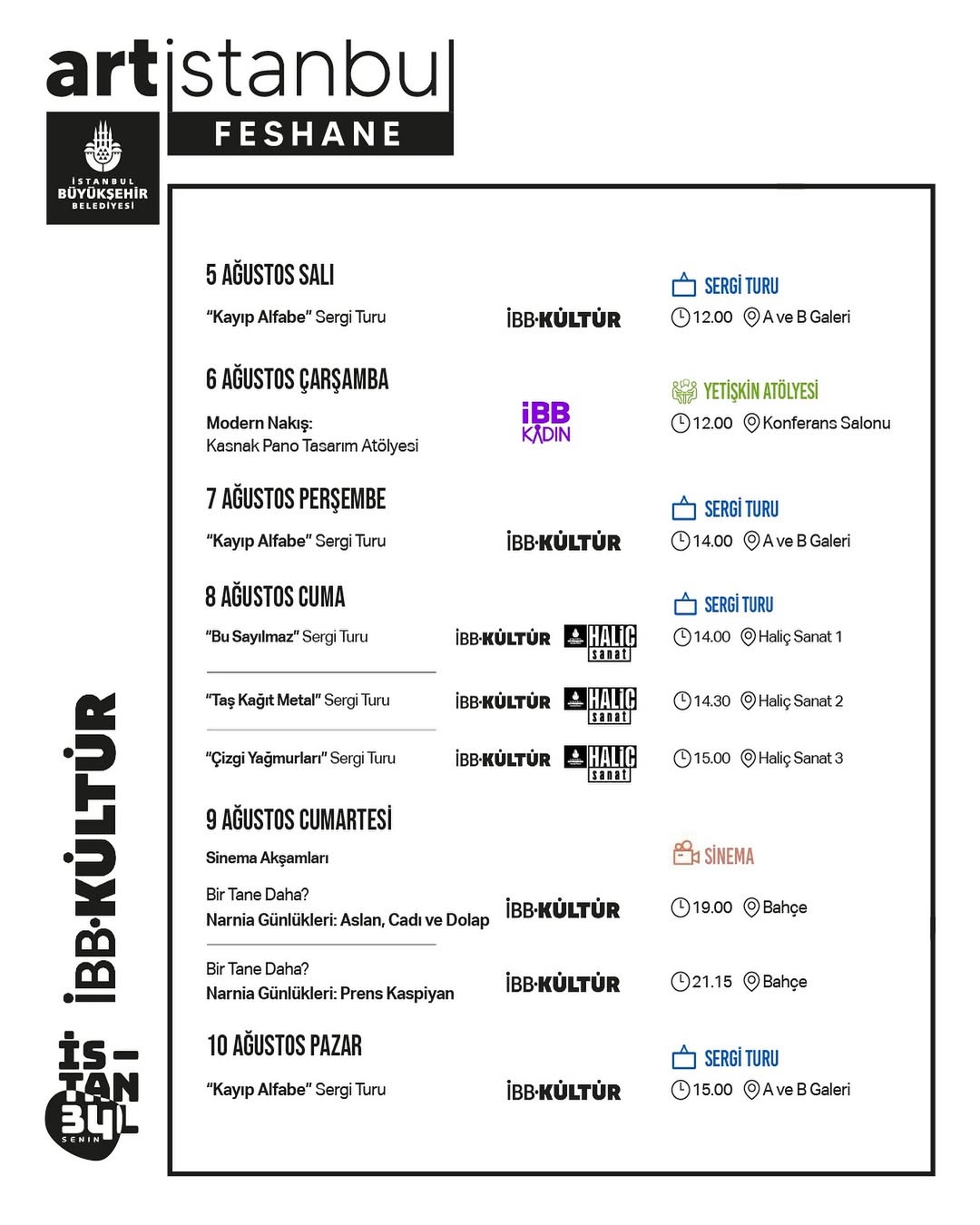 Artİstanbul Feshane - 5 Ağustos - 10 Ağustos Haftası Etkinlikleri