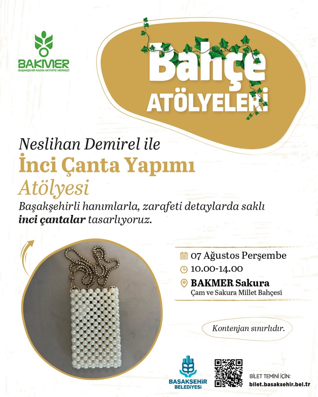 Başakşehir Belediyesi - Neslihan Demirel ile İnci Çanta Yapımı Atölyesi