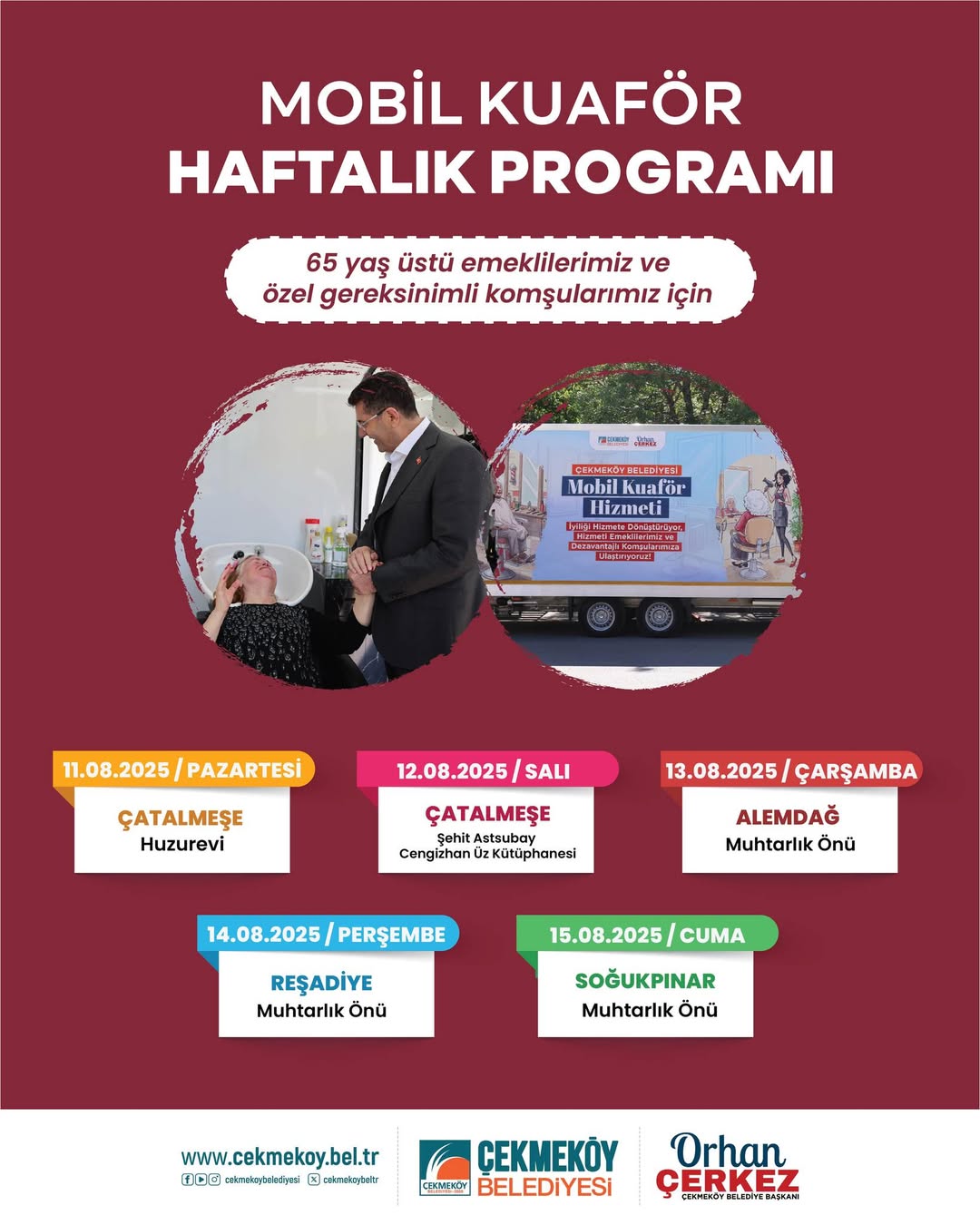 Çekmeköy Belediyesi /  Mobil Kuaför Haftalık Program