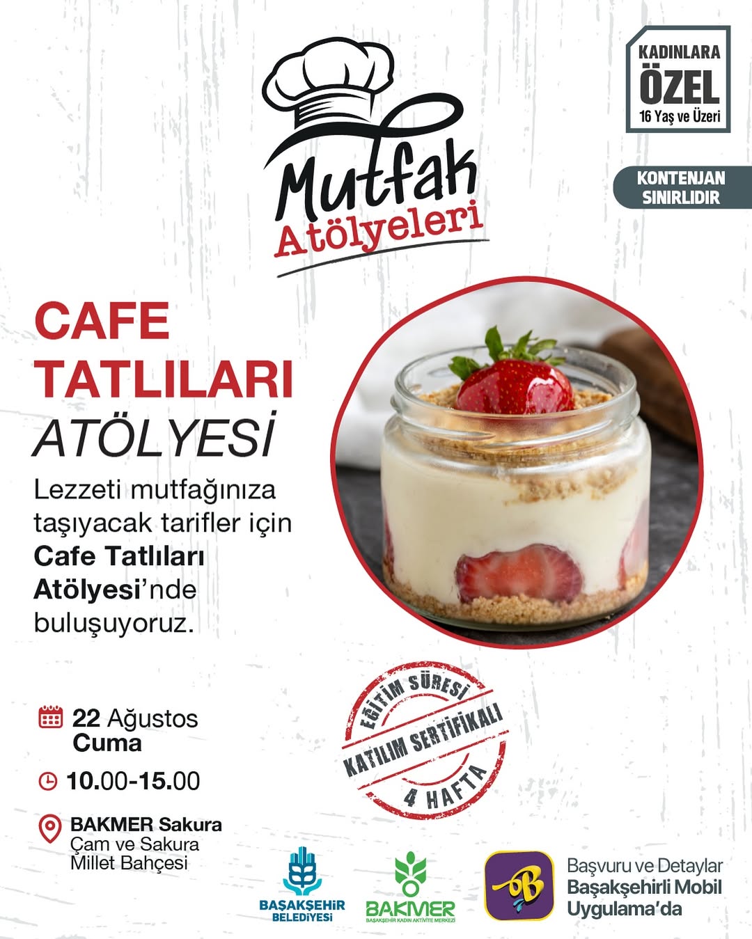 Başakşehir Belediyesi - Mutfak Atölyeleri:  Cafe Tatlıları Atölyesi 