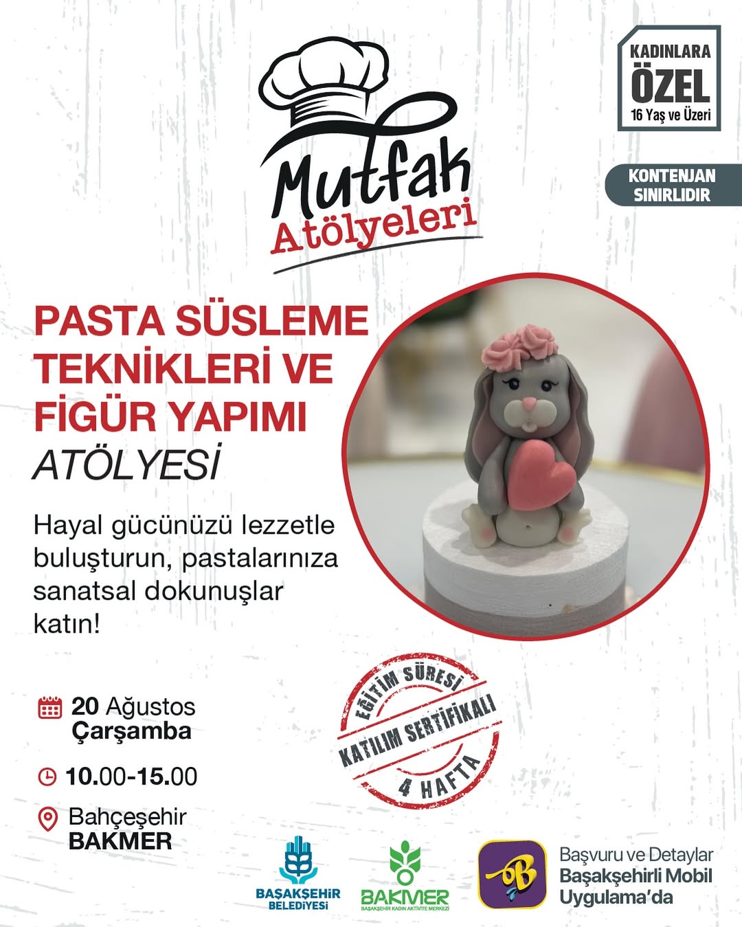 Başakşehir Belediyesi - Mutfak Atölyeleri: Pasta Süsleme Teknikleri & Figür Yapımı Atölyesi 