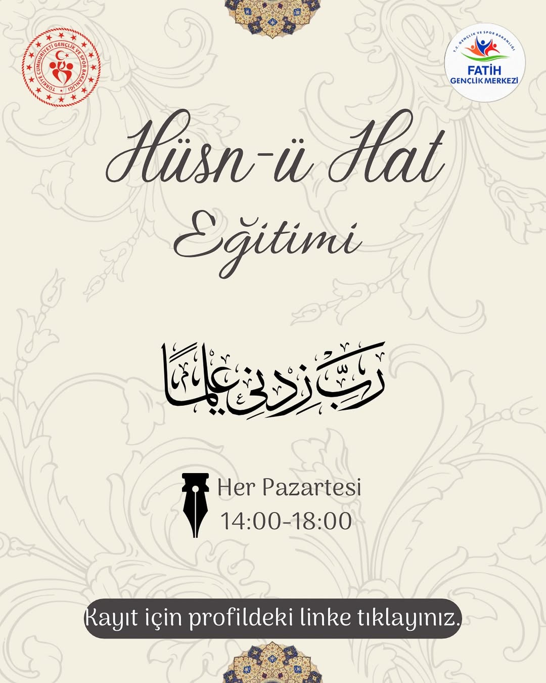 Gençlik ve Spor Bakanlığı- Fatih Gençlik Merkezi- Hüsn-ü Hat Eğitimi