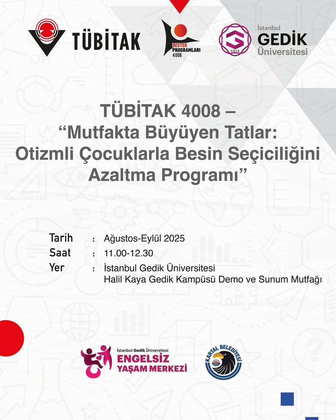 Kartal Belediyesi- TUBİTAK "Mutfakta Büyüyen Tatlar: Otizmli Çocuklarla Besin Seçiciliğini Azaltma" Projesi