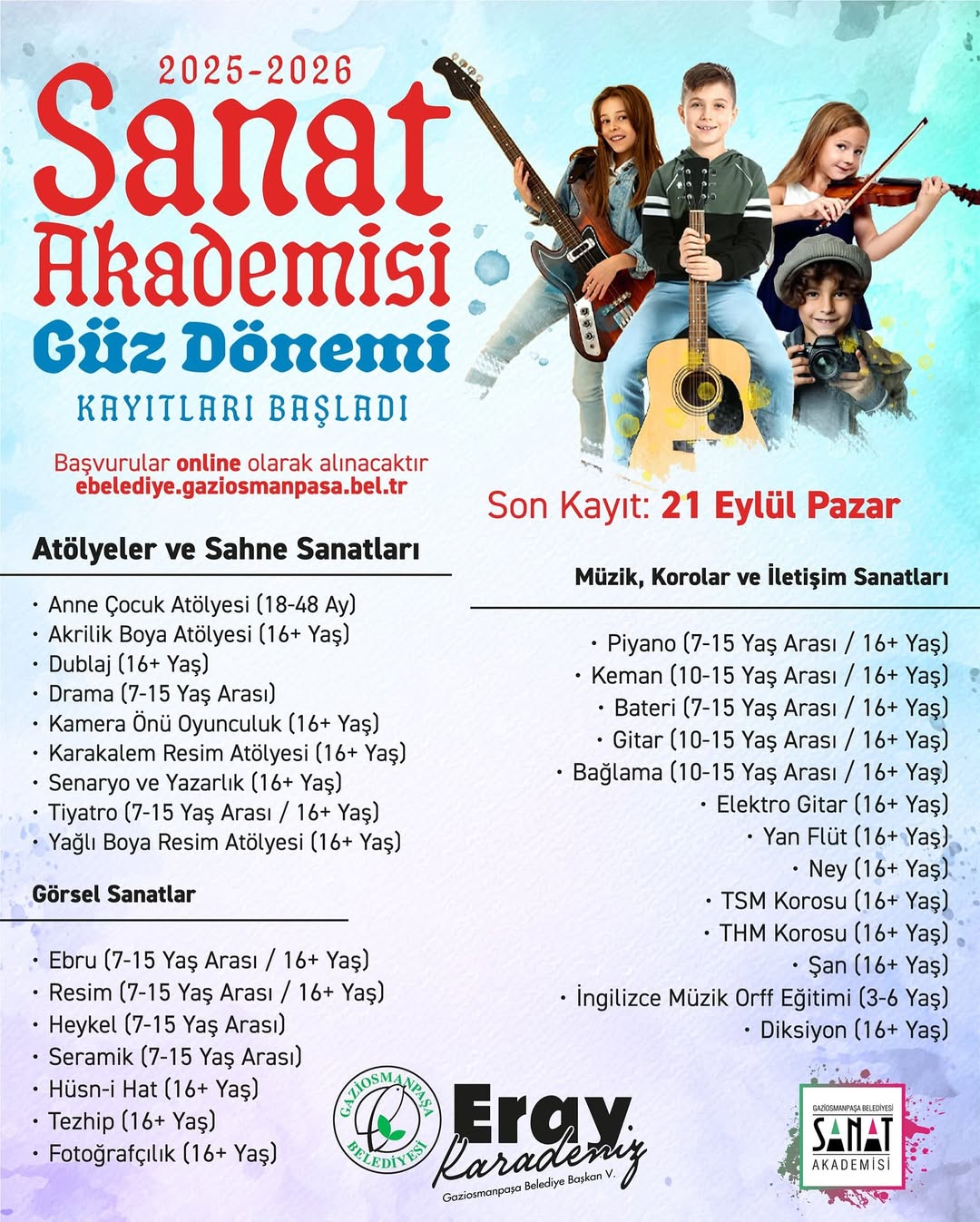 Gaziosmanpaşa Belediyesi - Sanat Akademisi Güz Dönemi Kayıtları