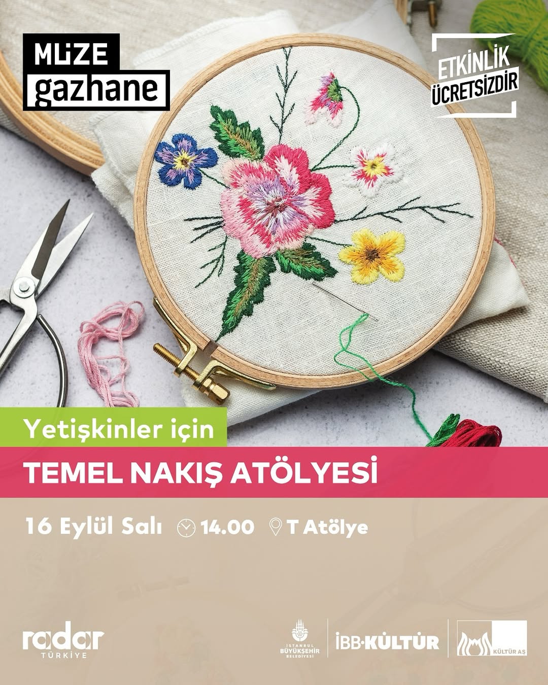Müze Gazhane -  Yetişkinler için Nakış Atölyesi