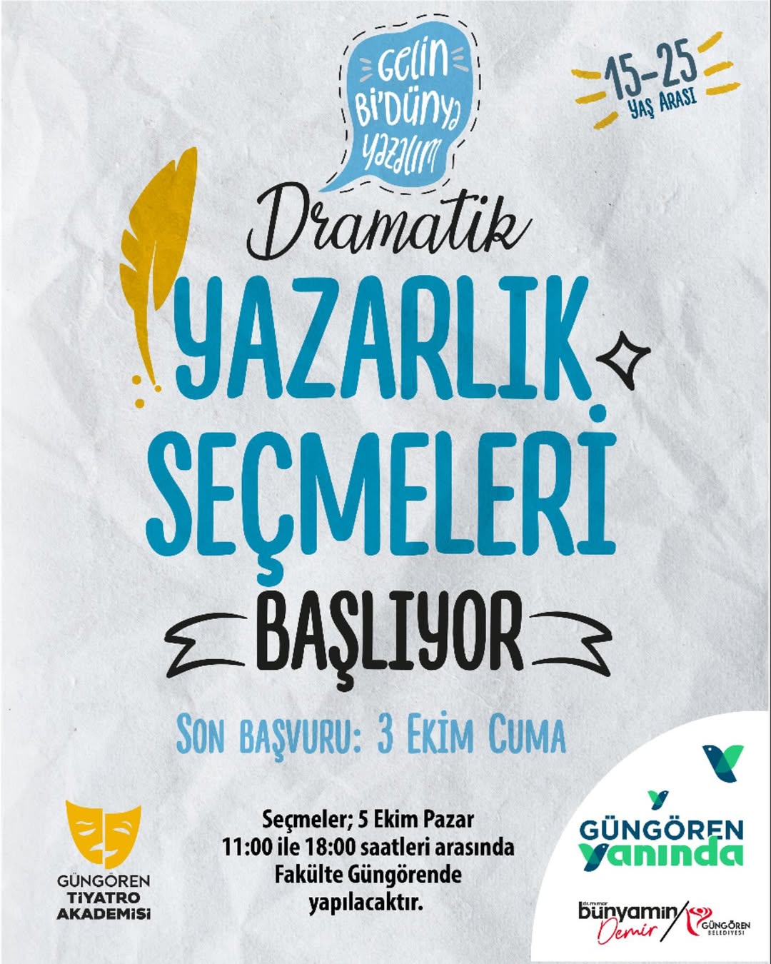 Güngören Belediyesi- Dramatik Yazarlık Seçmeleri