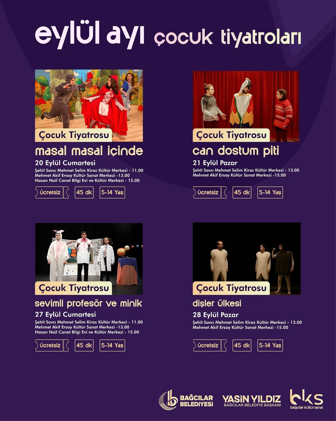 Bağcılar Belediyesi - Eylül Ayı Çocuk Tiyatroları