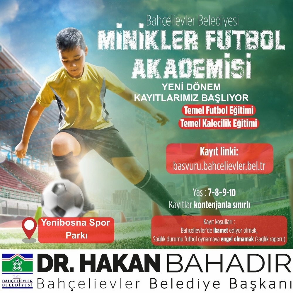 Bahçelievler Belediyesi - Minikler Futbol Akademisi Yeni Dönem Kayıtları