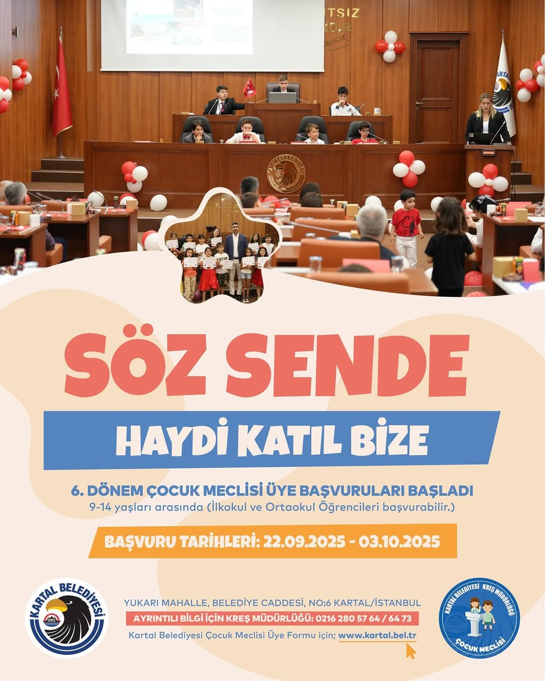 Kartal Belediyesi- 6.Dönem Çocuk Meclisi Üye Başvuruları Başladı!