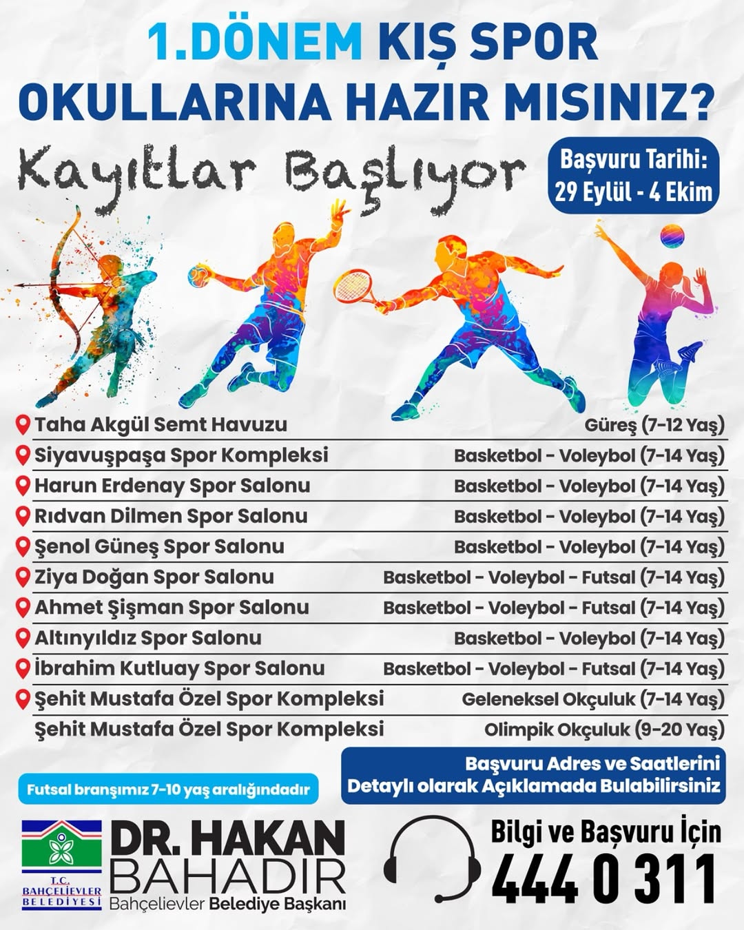 Bahçelievler Belediyesi - 1.Dönem Kış Spor Okulları Kayıtları