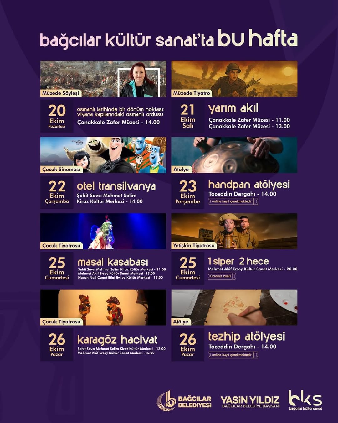 Bağcılar Belediyesi - 21 Ekim - 26 Ekim Etkinlikleri