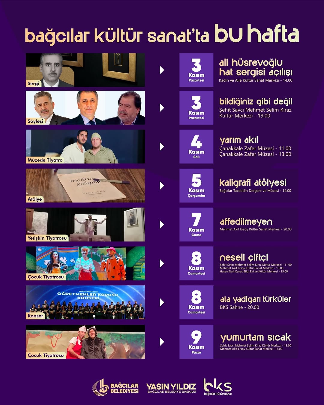 Bağcılar Belediyesi - 5 Kasım - 9 Kasım Etkinlikleri