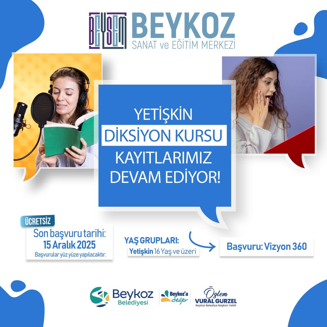 Beykoz Belediyesi - Yetişkin Diksiyon Kursu Kayıtları