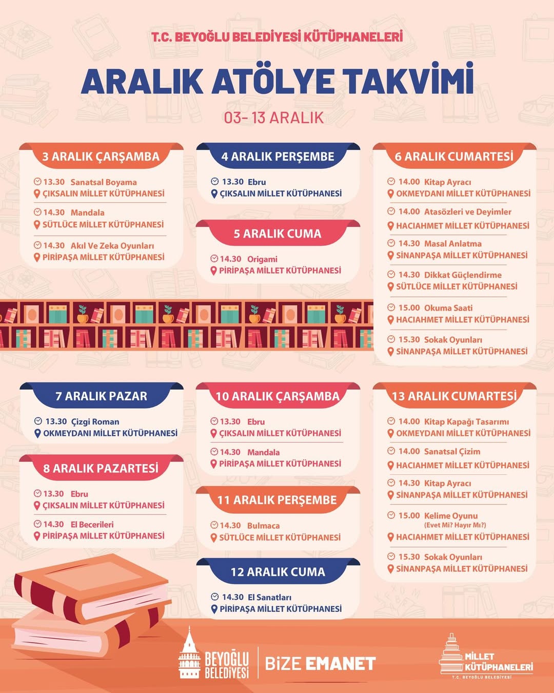 Beyoğlu Belediyesi - Aralık Ayı Atölye Takvimi