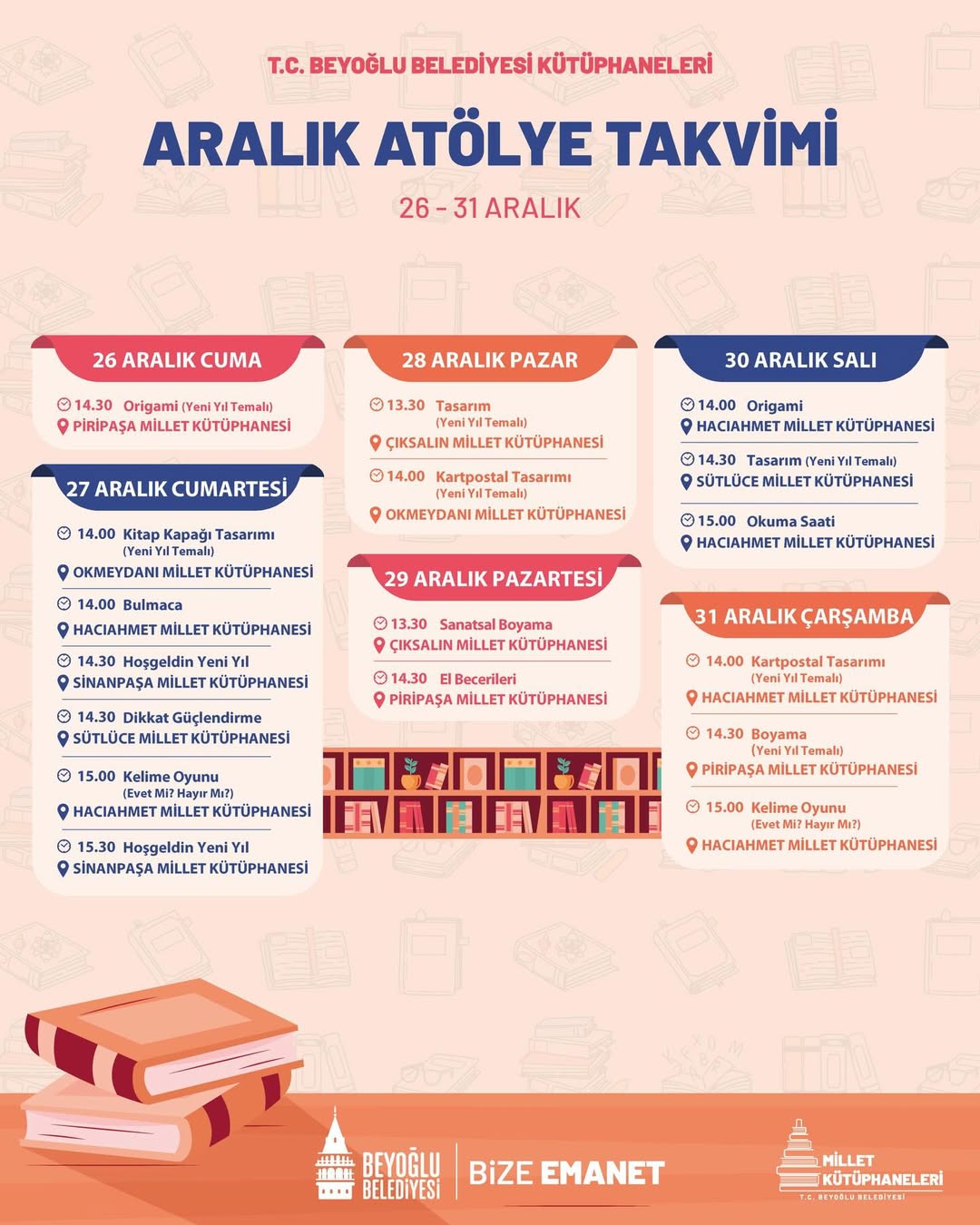 Beyoğlu Belediyesi - Aralık Ayı Atölye Takvimi