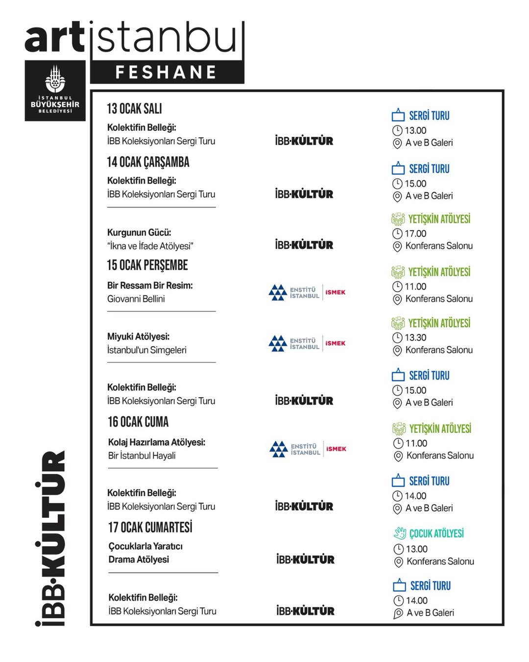 Artİstanbul Feshane - 13 Ocak - 17 Ocak Haftası Etkinlikleri