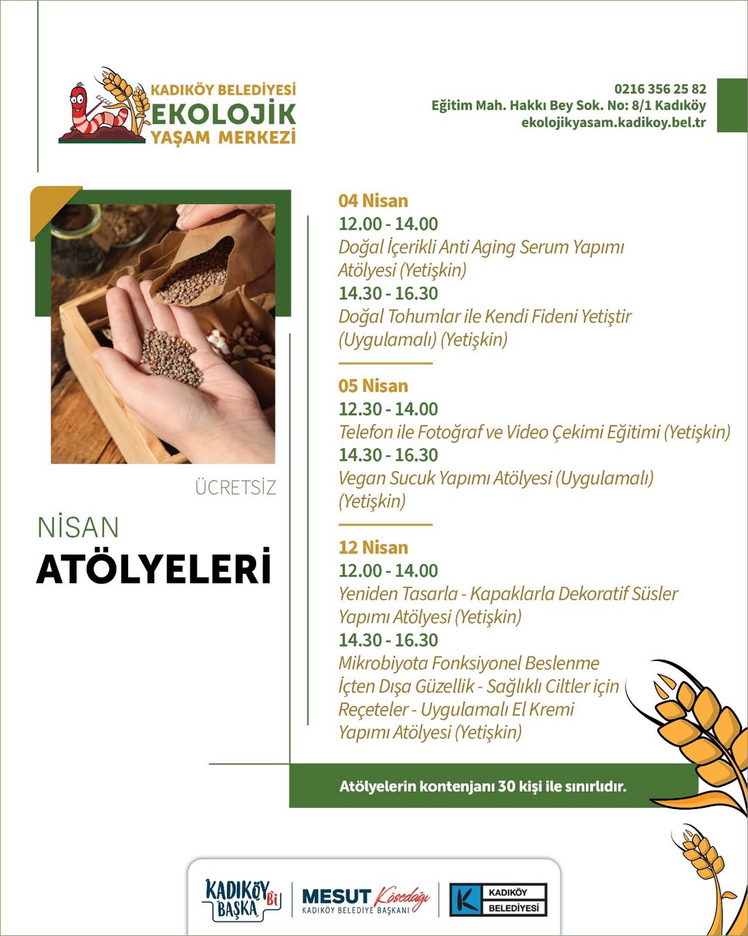 Kadıköy Belediyesi- Ekolojik Yaşam Merkezi Nisan Atölyeleri