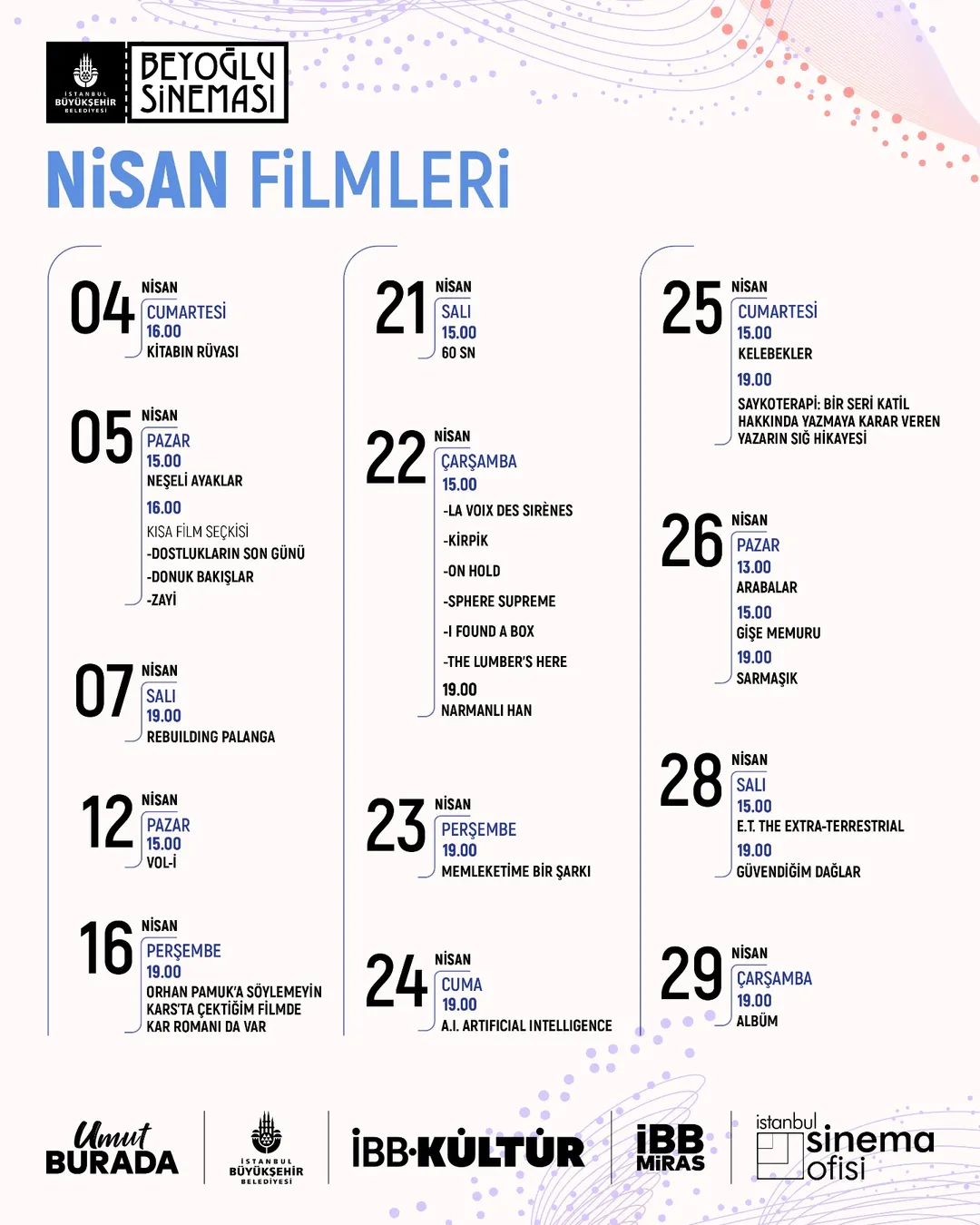 İBB Kültür - İBB Beyoğlu Sineması Nisan Filmleri