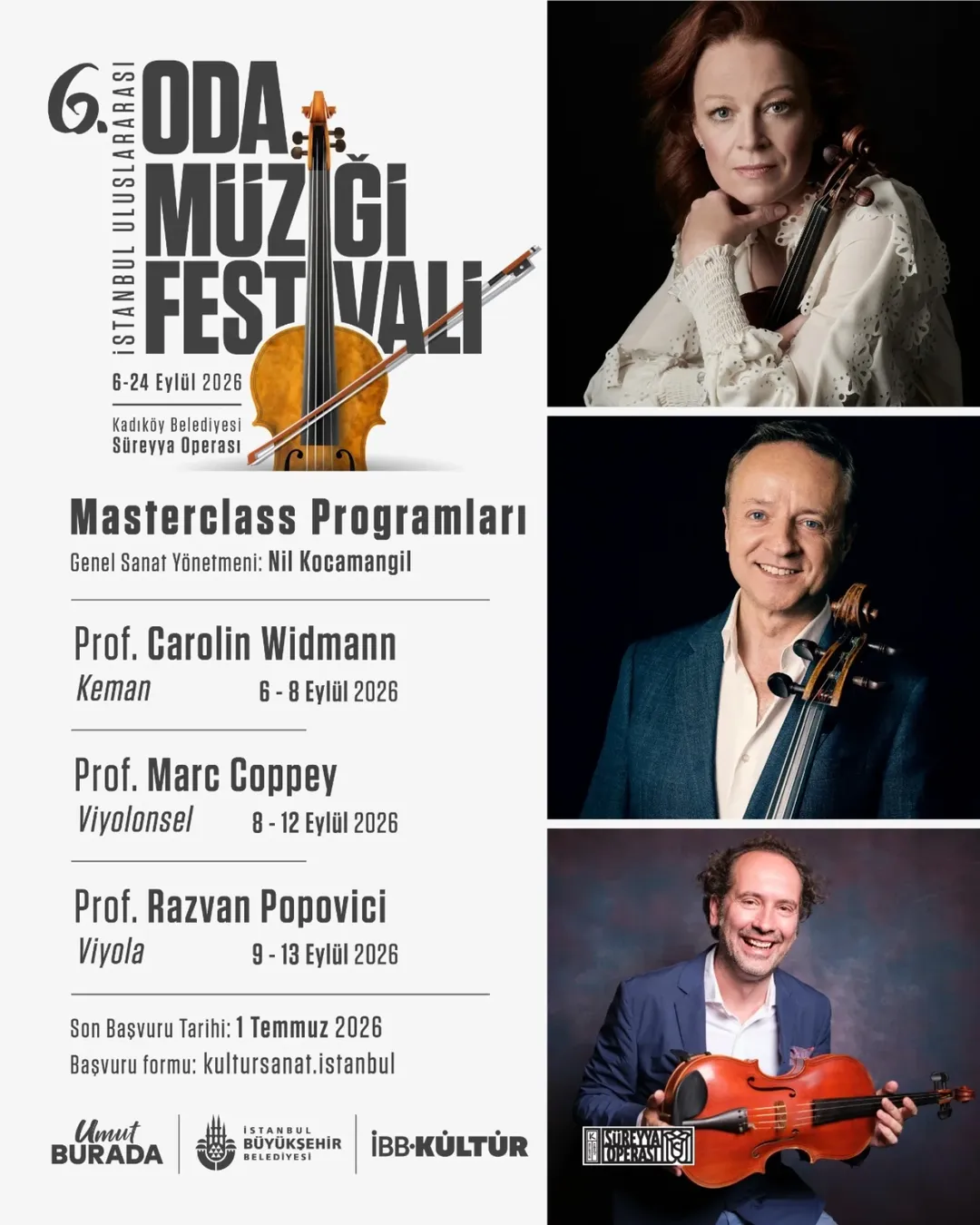 İBB Kültür - 6. İstanbul Uluslararası Oda Müziği Festivali Masterclass Programı Başvuruları