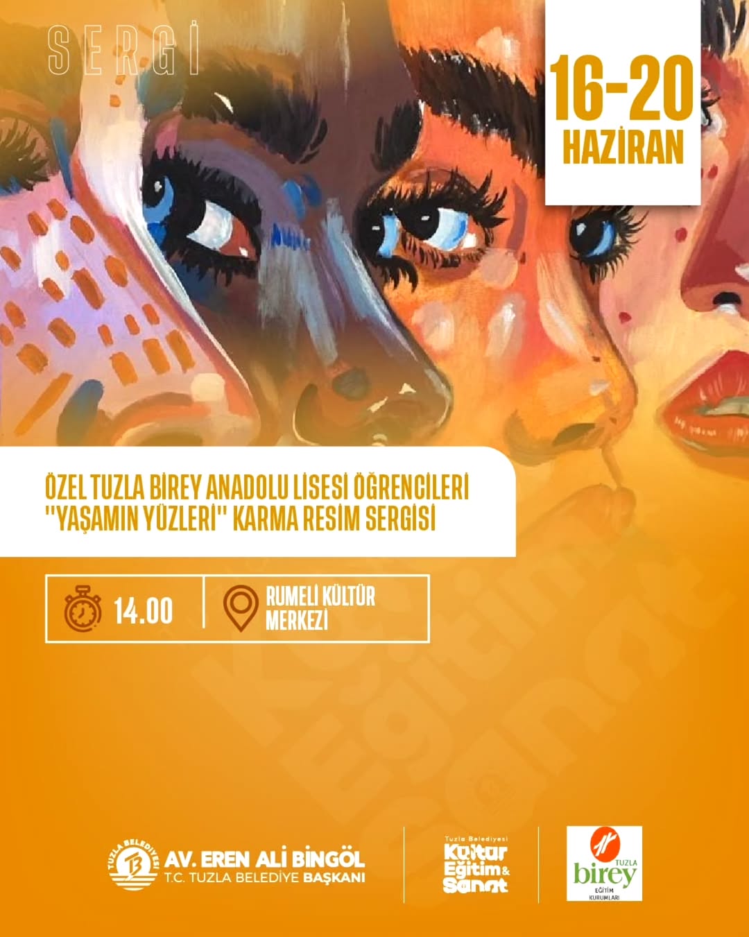 Tuzla Kültür - Özel Tuzla Birey Anadolu Lisesi Öğrencileri "Yaşamın Yüzleri" Karma Resim Sergisi