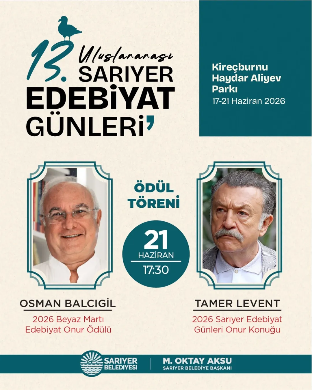 Sarıyer Kültür Sanat - 13. Uluslararası Sarıyer Edebiyat Günleri: Ödül Töreni 